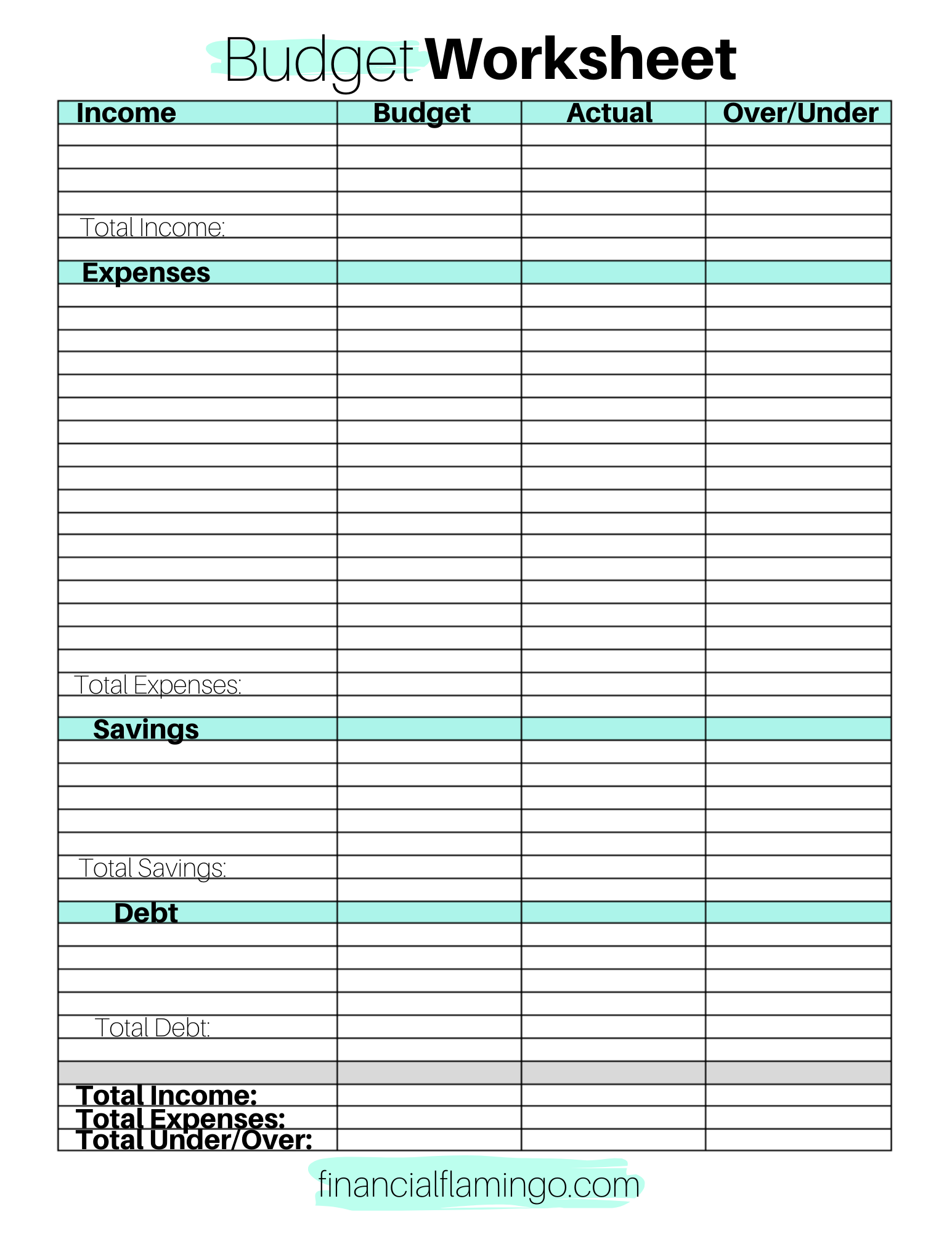 Budget Worksheet